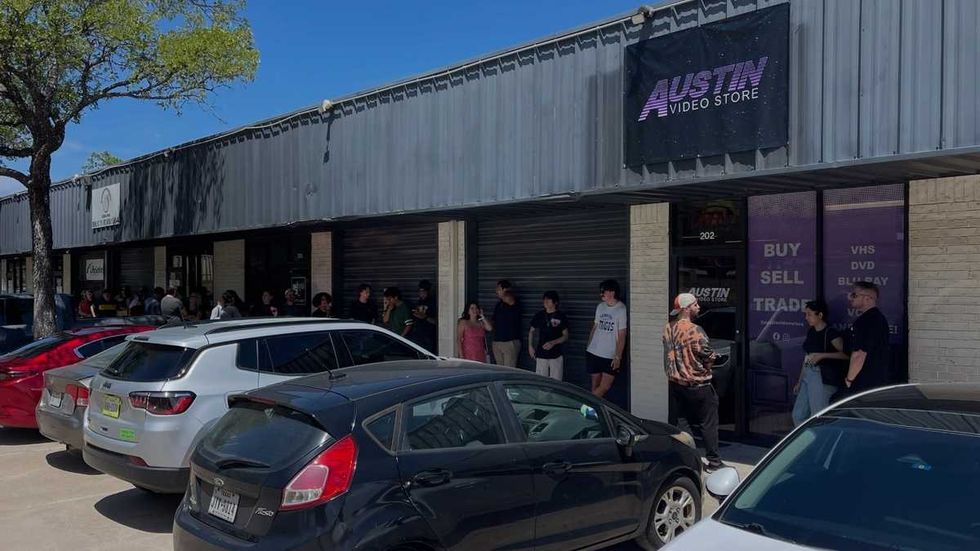 Austin Video Store | A line of customers forms outside Austin Video Store during its opening weekend. The store is located near Austin-Bergstrom airport. | Austin Video Store/Facebook