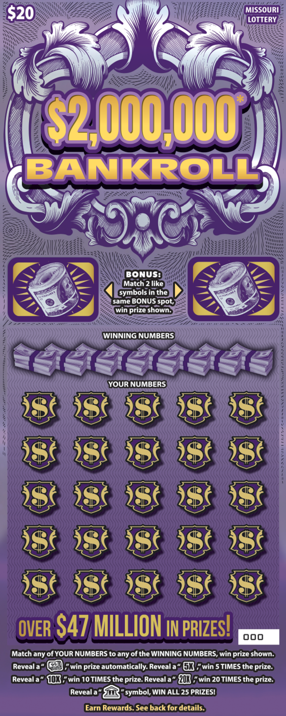 A Kansas City lottery player recently won $100,000 off the $2,000,000 Bankroll Scratchers game.