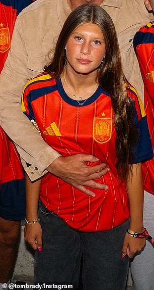 Vivian, 13, posed staring up at the camera with her long hair parted in the middle and looking every inch the spitting image of her famous model mom