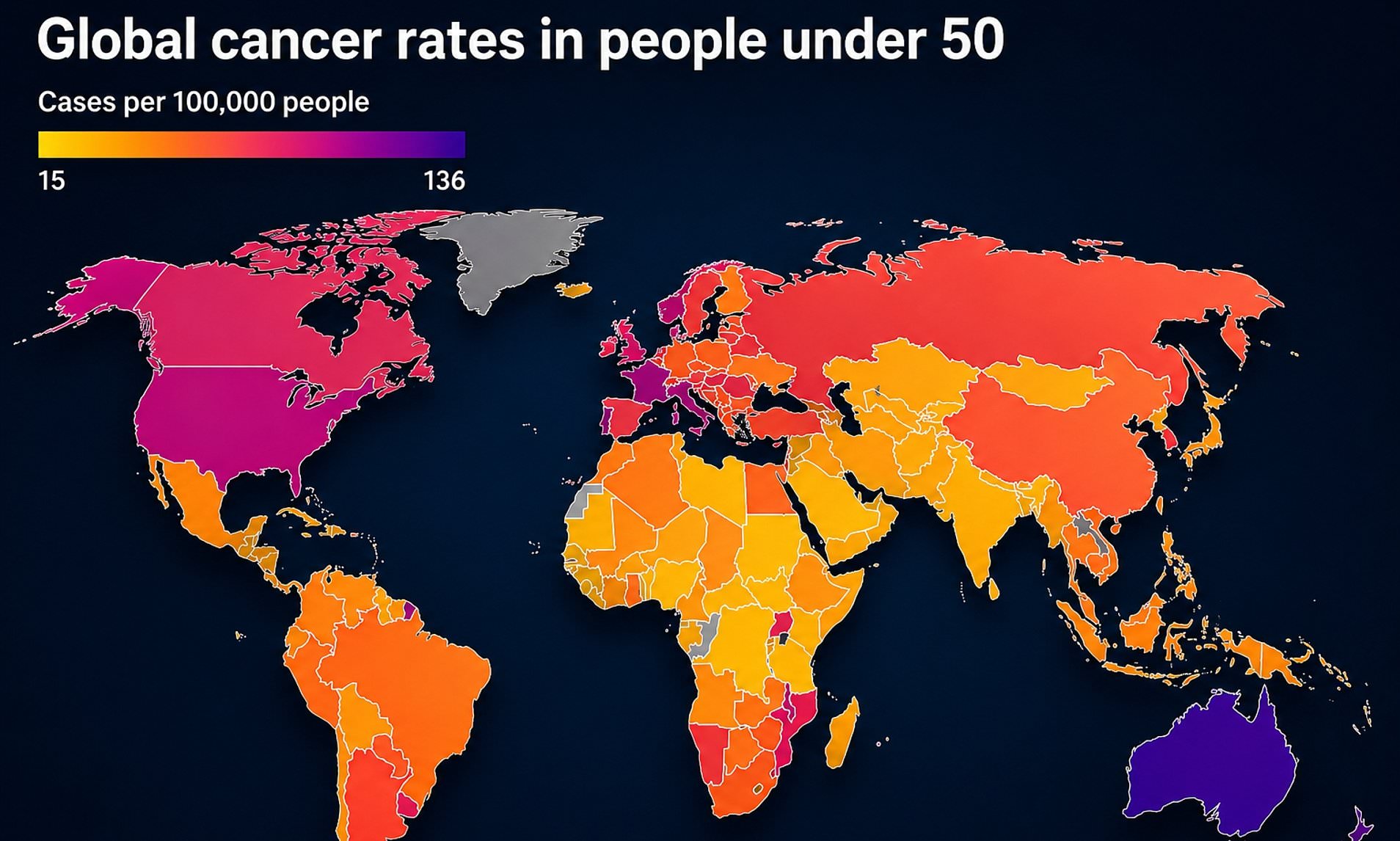 Alarming map shows Australia has highest under-50 cancer rate