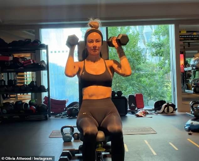 Olivia Attwood flashed her abs in a black gym wear as she squeezed in a 5am workout before a busy day of meetings and photoshoots