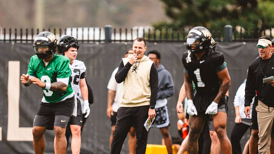 Wake Forest football coach Jake Dickert oversees spring practice