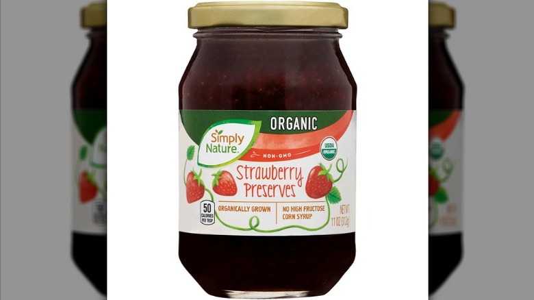 Simply Nature Organic Strawberry Preserves on white background