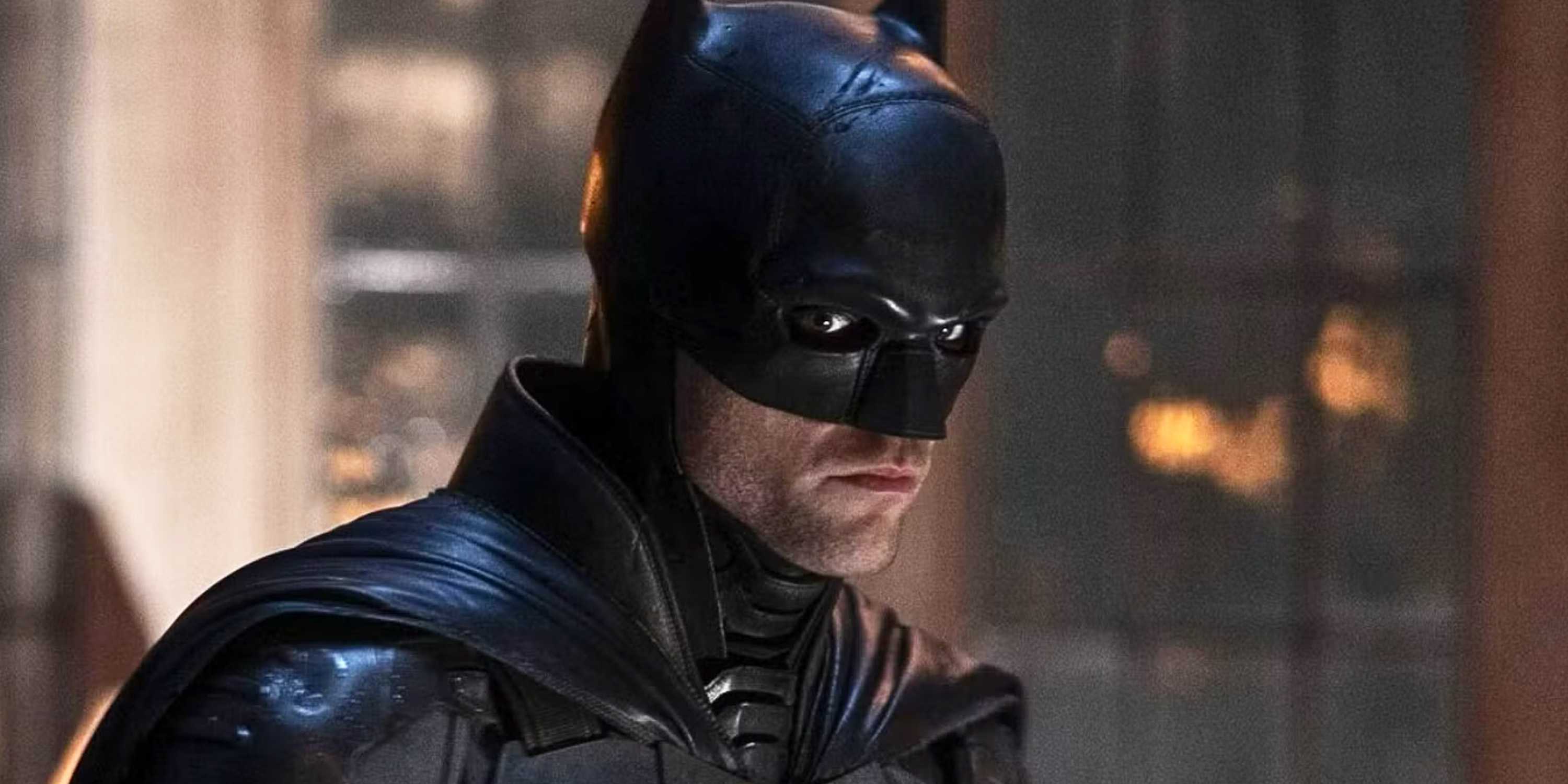 Robert Pattinson in the cape and cowl in The Batman