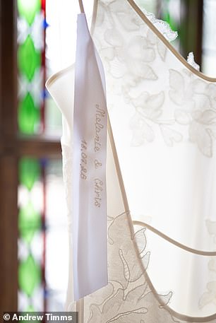 The Spice Girl had the words 'Sydney' and '7.6.2026' embroidered in blue into the inside of her custom-made Victoria Beckham wedding gown as her 'something blue', commemorating the date and place where she and Dingwall officially became husband and wife