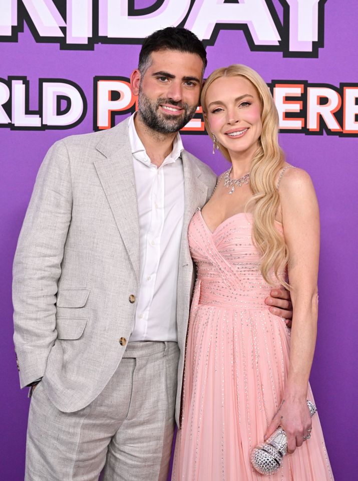 Bader Shammas and Lindsay Lohan attend the Los Angeles Premiere of Disney's