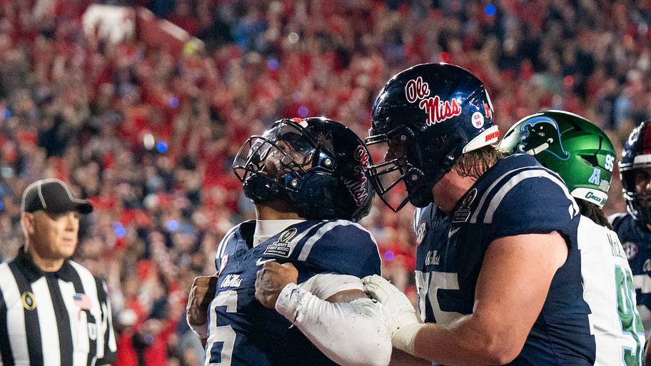 Ole Miss quarterback Trinidad Chambliss (6) celebrates his touchdown during the first round of the College Football Playoff