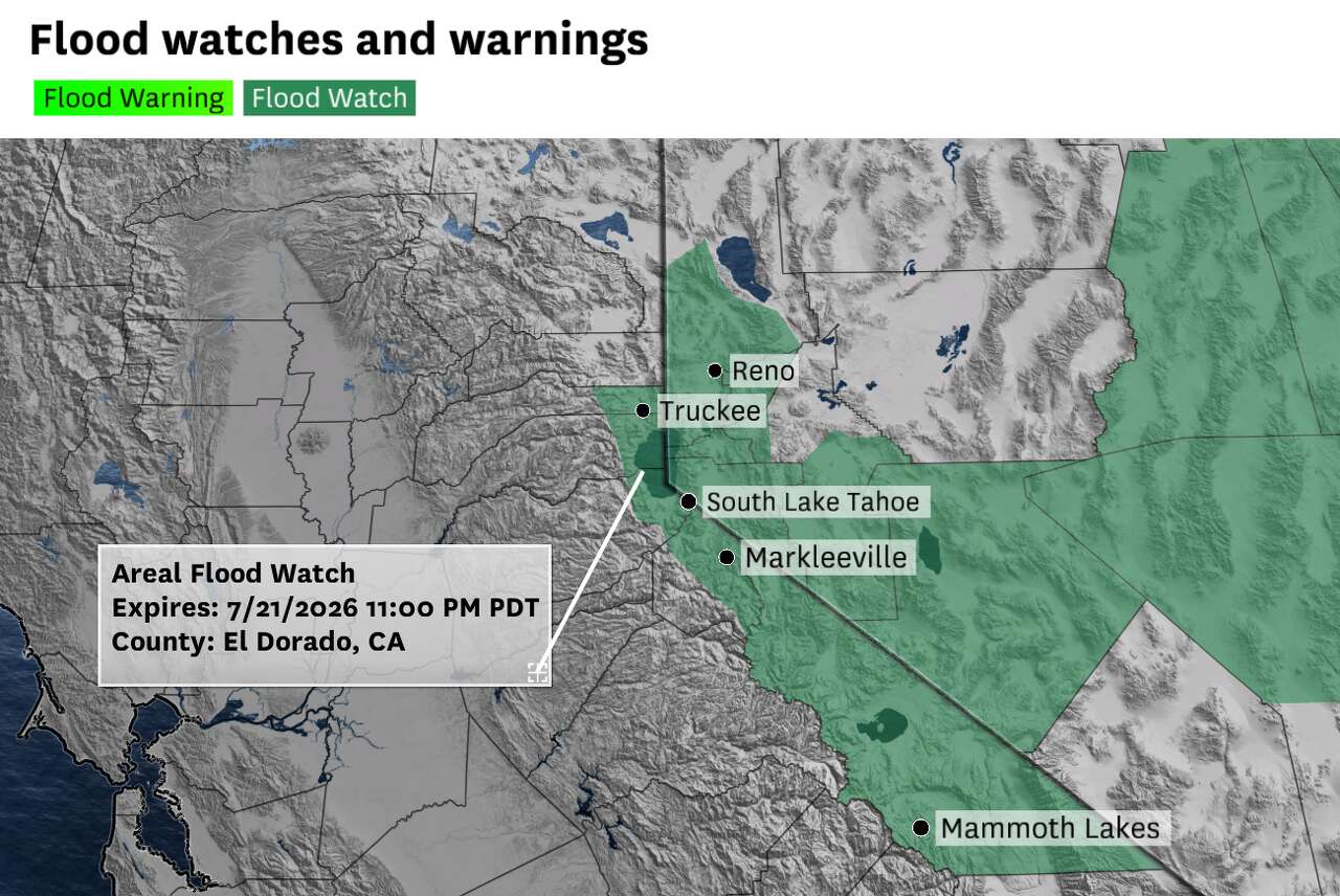 Tahoe could see flash flooding this week as tropical moisture arrives
