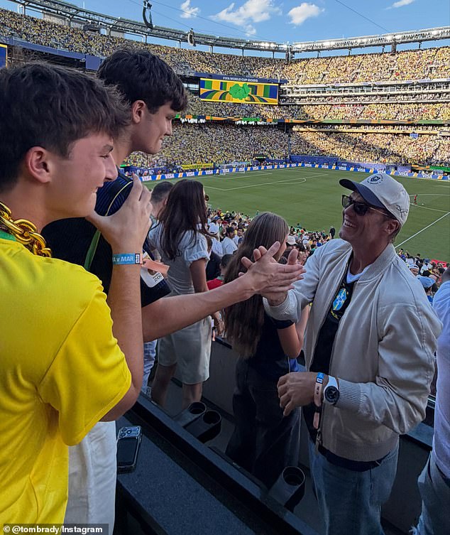 Brady also included a photo of himself and Jack celebrating a goal after they both put on Brazil jerseys