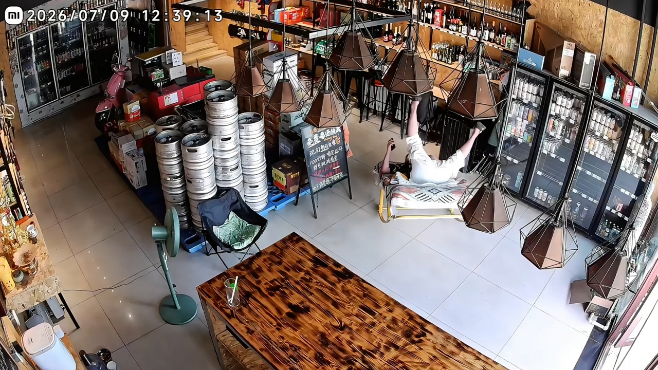 Man’s laugh ends in tumble from rocking chair