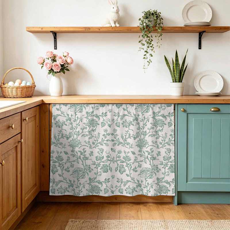 Turquoise Farmhouse Sink Skirt 10