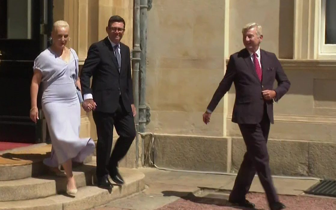 Andy Burnham and Marie-France van Heel, his wife