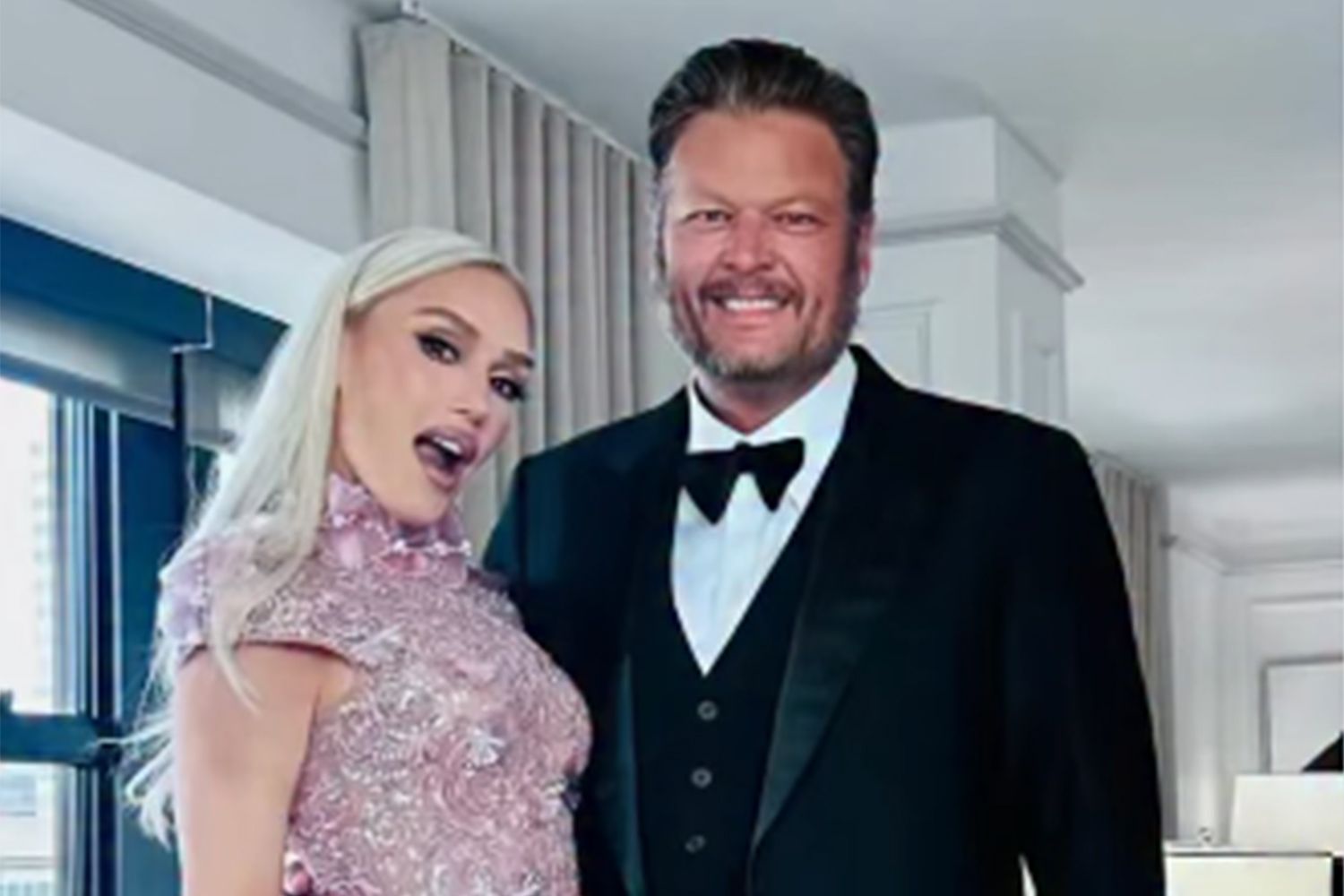 Gwen Stefani and Blake Shelton go glam for 5-year anniversary and fans think they celebrated with Taylor Swift, Travis Kelce