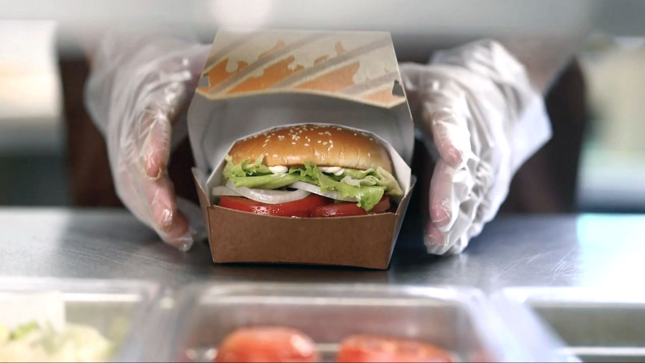 The new Burger King Whopper is served in a box instead of a paper wrapper.