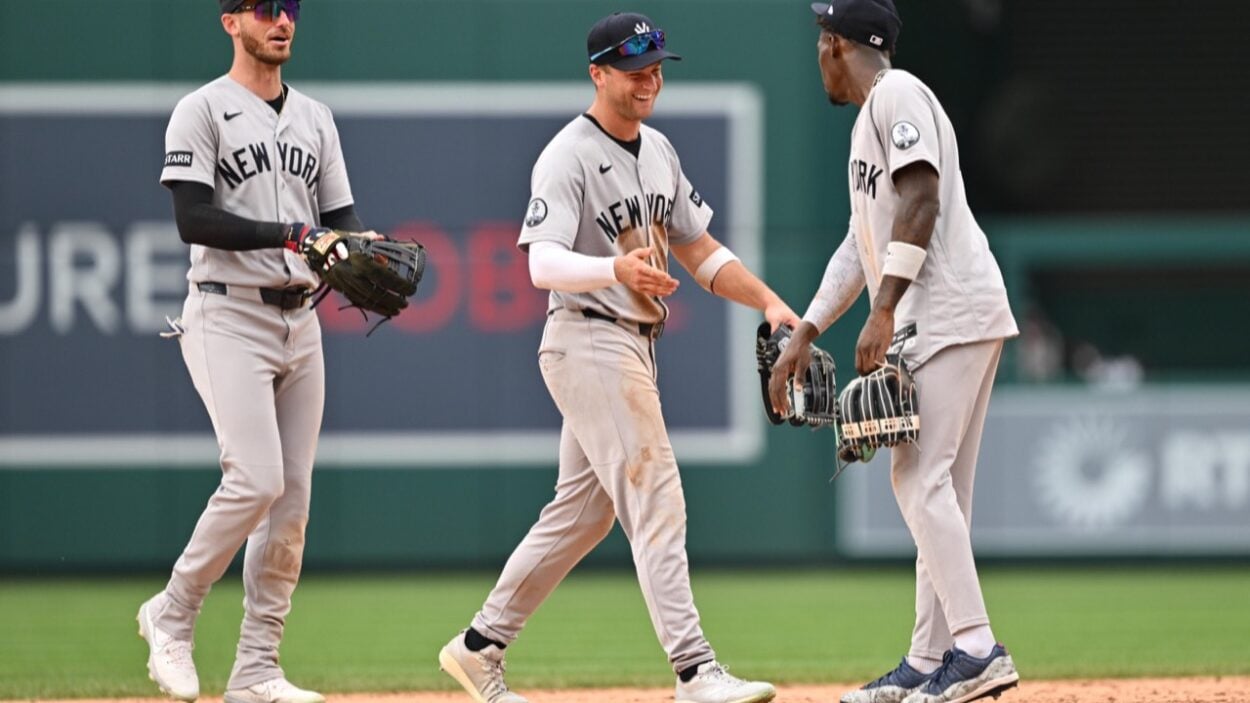 Jazz Chisholm Jr. celebrates with Yankees teammates