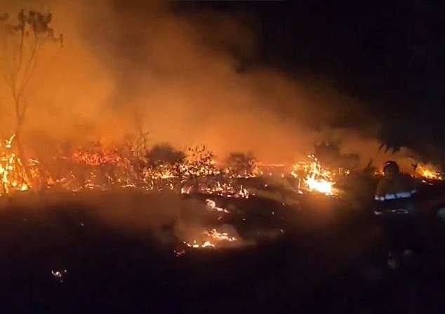 The fire started Thursday in a forest-covered mountainous area near the village of La Mierla in the Castilla-La Mancha region, about 100 kilometers (60 miles) from Madrid