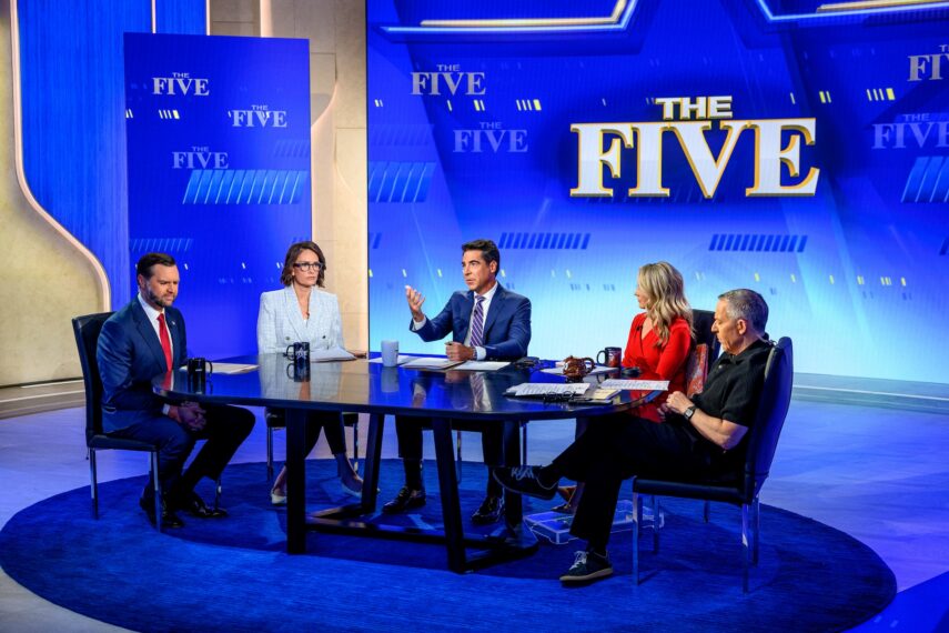 Hosts Jessica Tarlov, Jesse Watters, Dana Perino and Greg Gutfeld with Vice President of the United States JD Vance discusses new his book