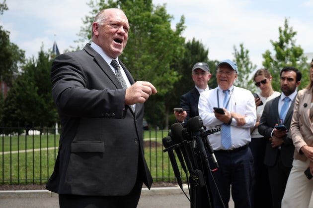 White House border czar Tom Homan speaks to reporters outside of the White House about ICE.