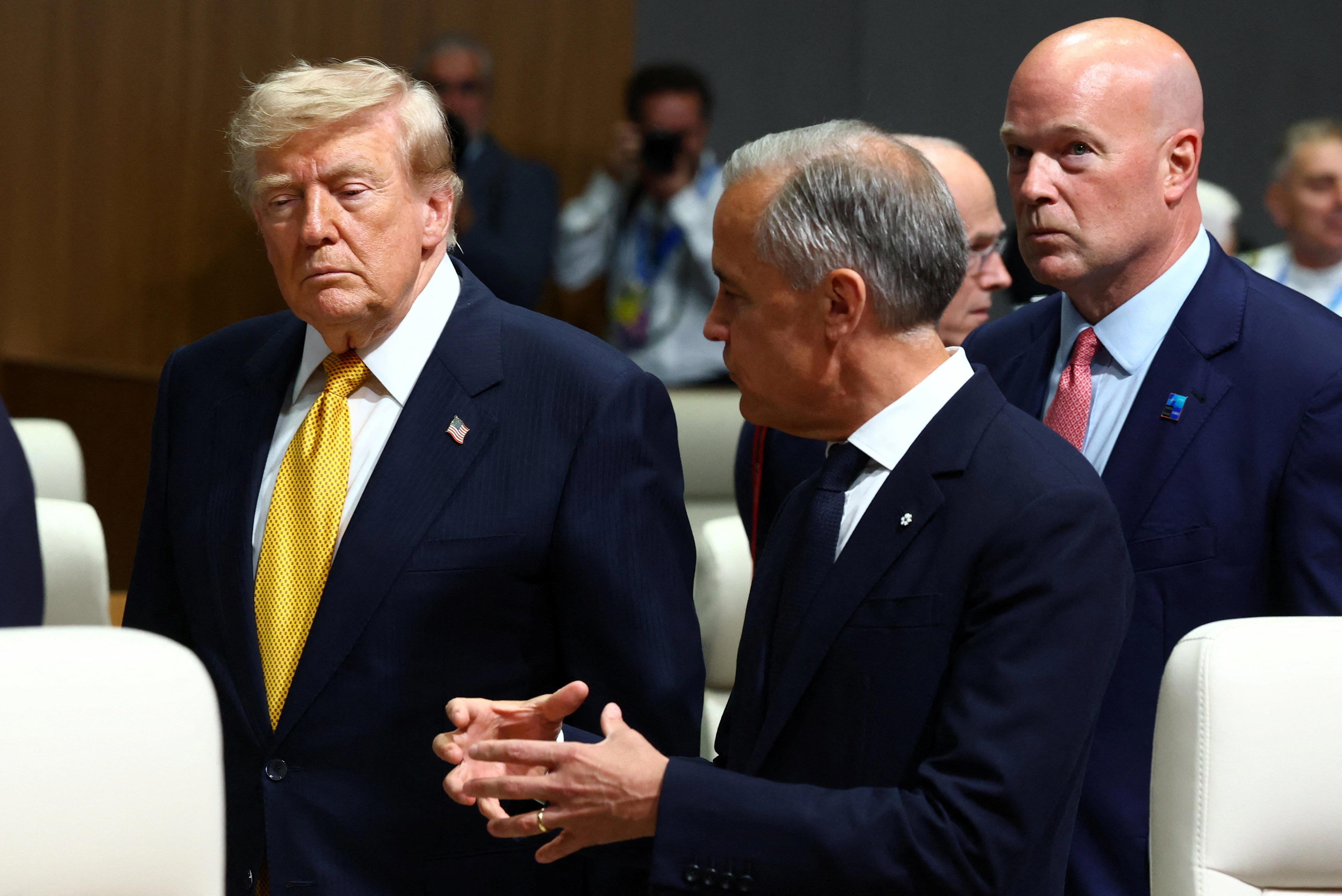 President Donald Trump and Canada's Prime Minister Mark Carney attend a meeting of the North Atlantic Council (NAC) during the NATO leaders' summit in Ankara, Turkey, July 8, 2026.