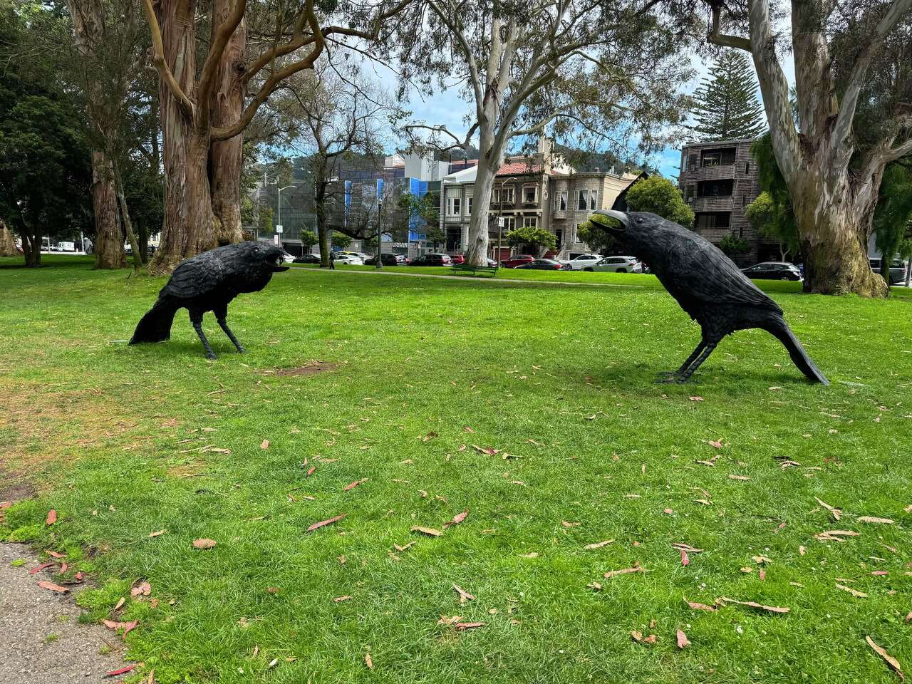 Popular giant crow sculptures defaced in S.F.'s Panhandle