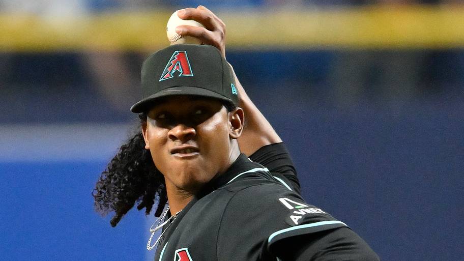 Jun 26, 2026; St. Petersburg, Florida, USA; Arizona Diamondbacks pitcher Juan Burgos (52) delivers a pitch during the eighth