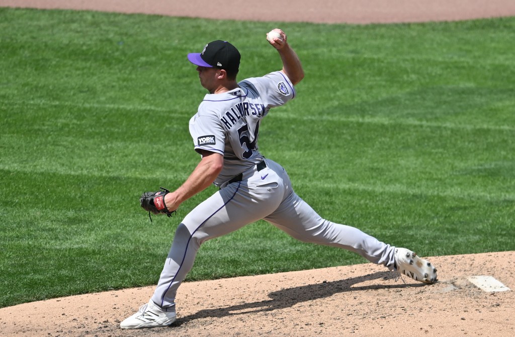 Seth Halvorsen #54 of the Colorado Rockies