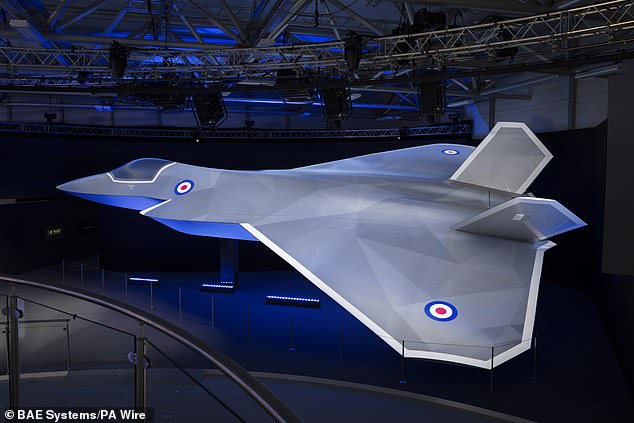 On target: The Tempest fighter jet is part of the Global Combat Air Programme, a collaboration between the UK, Italy and Japan
