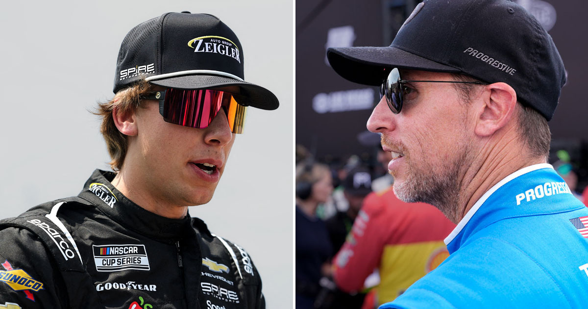 Carson Hocevar and Denny Hamlin | IMAGN IMAGES via Reuters Connect