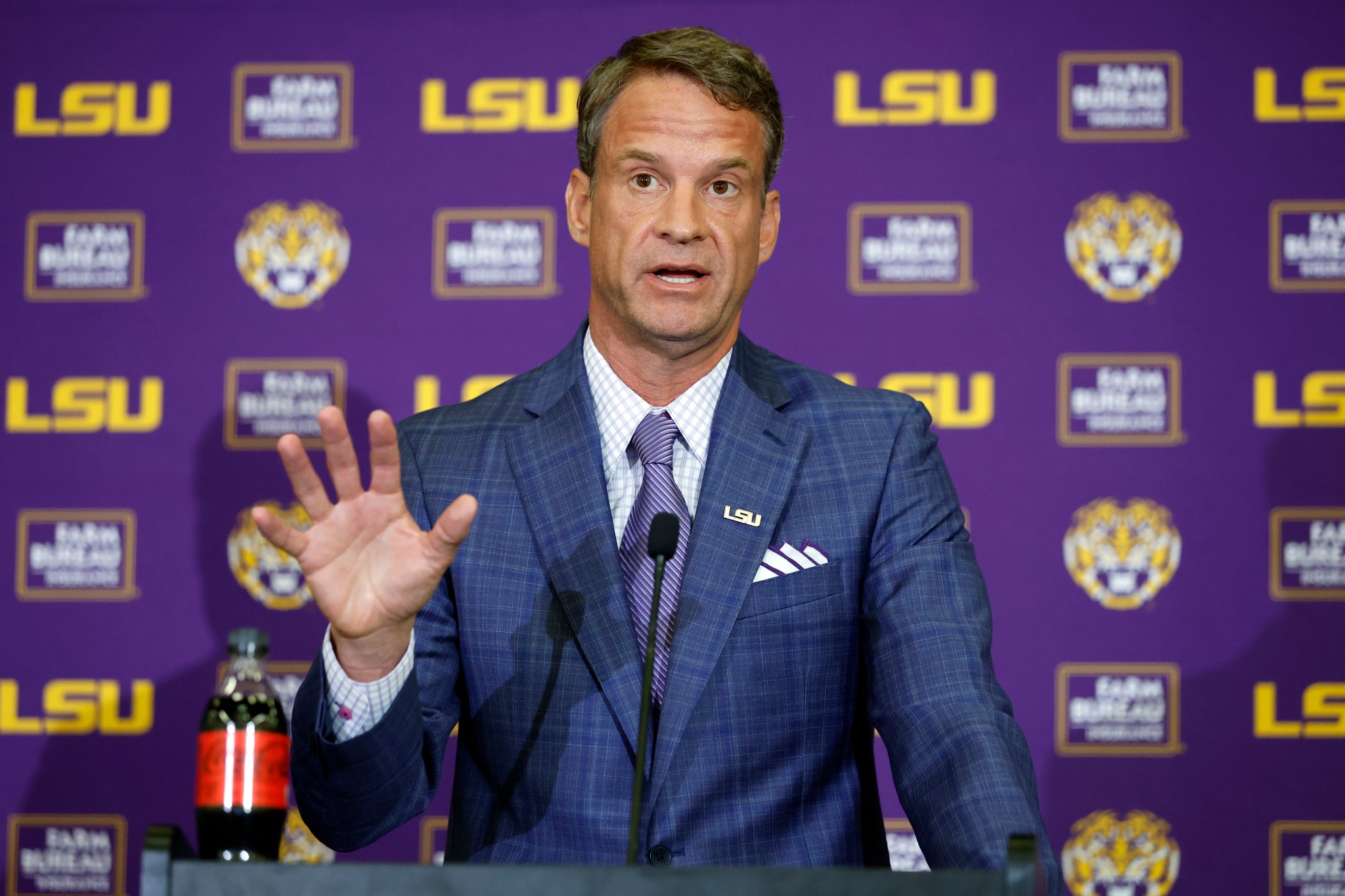 LSU Football Hosts Press Conference Introducing New Head Coach Lane Kiffin