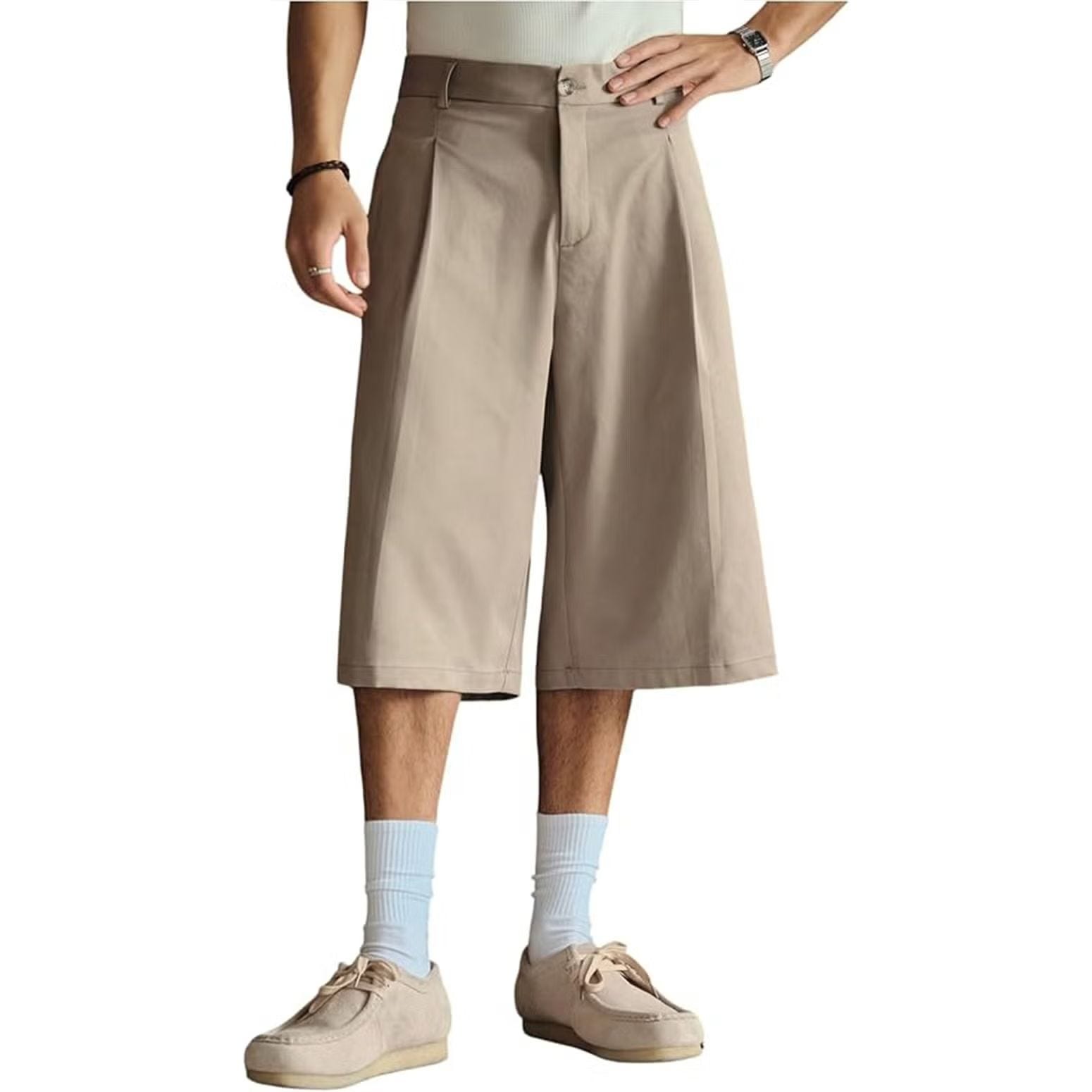 Oyoangle Pleat Front Baggy Shorts