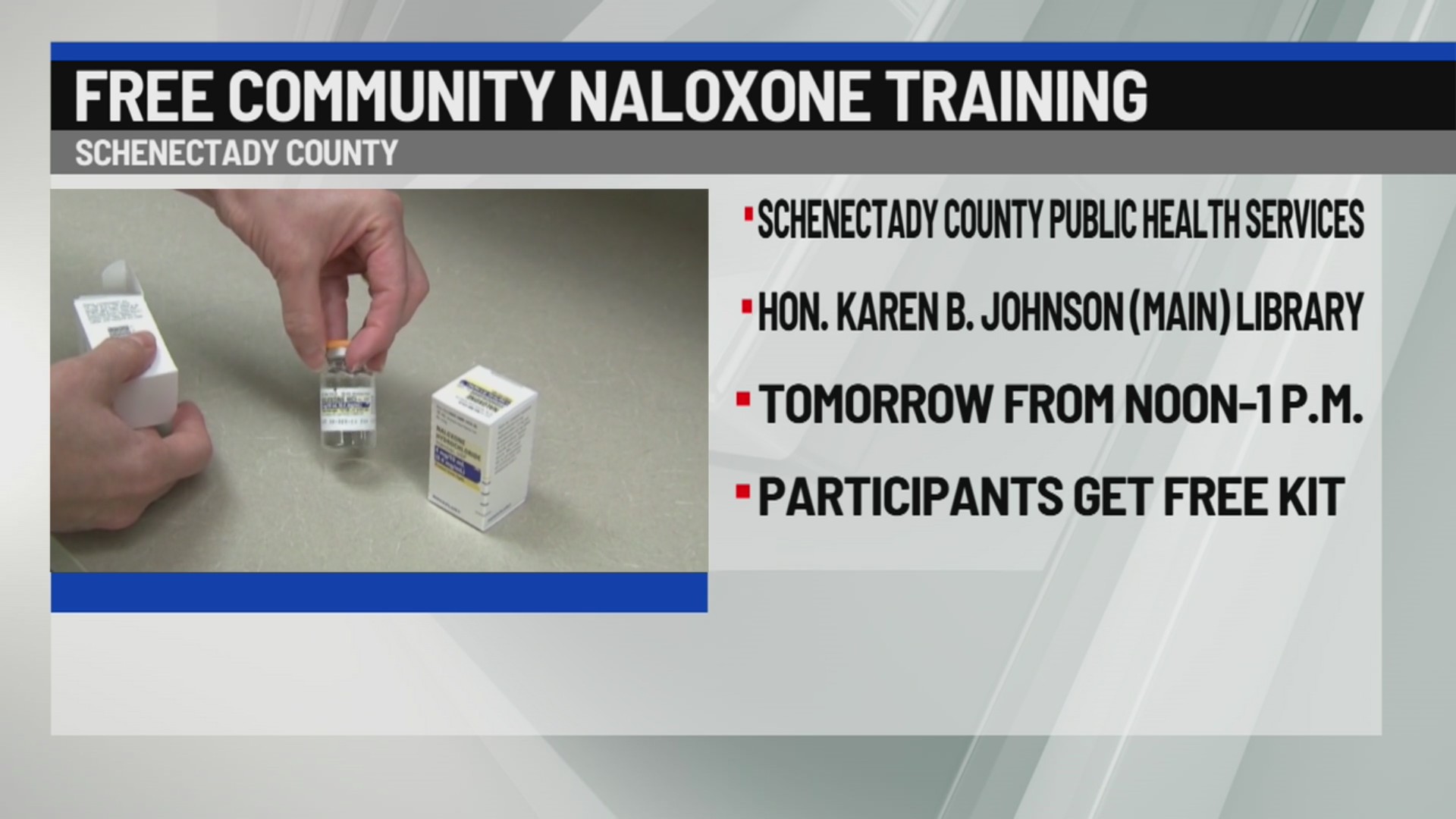 Free community naloxone training in Schenectady