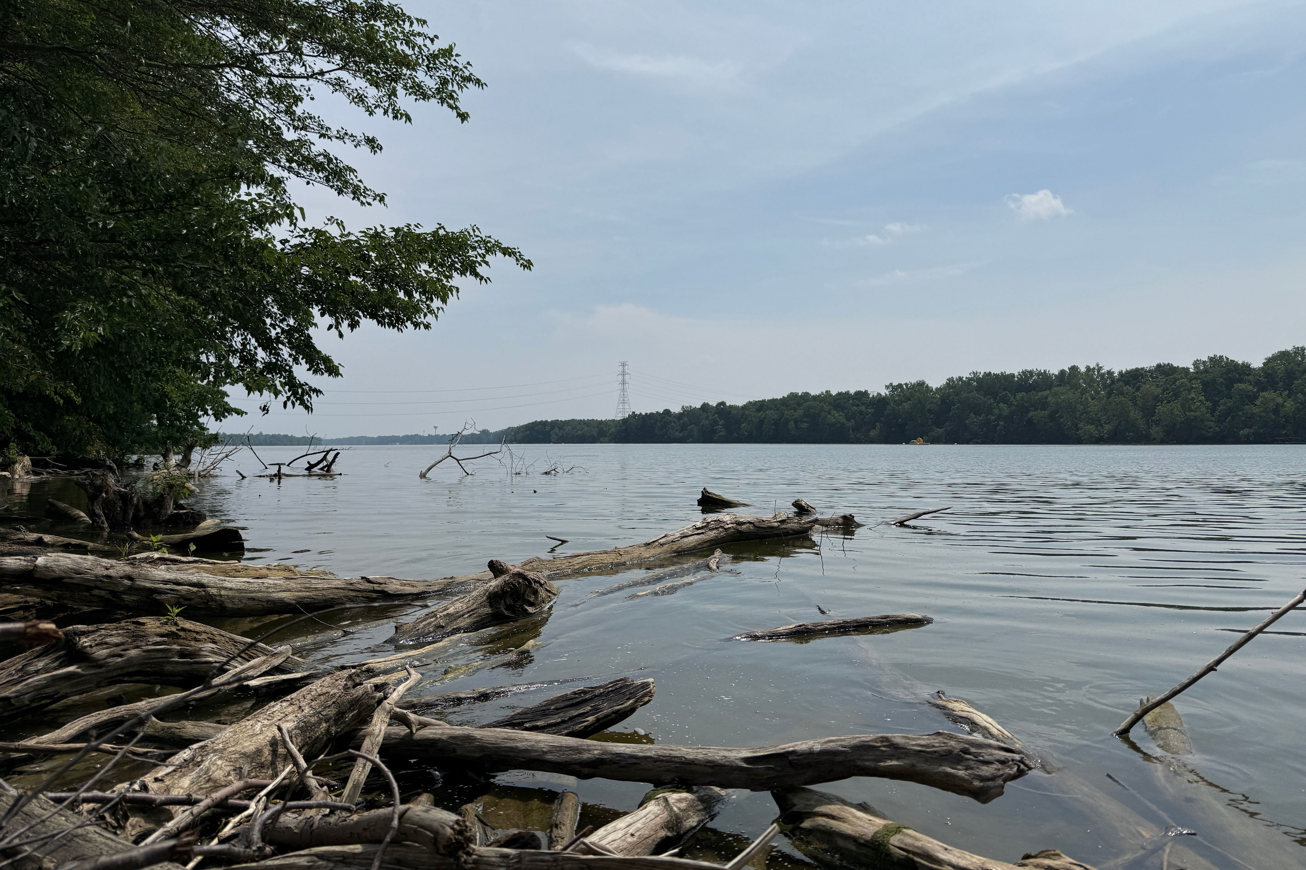 A section of the Scioto River's shore is seen in the Columbus suburb of Powell, Ohio (AP)