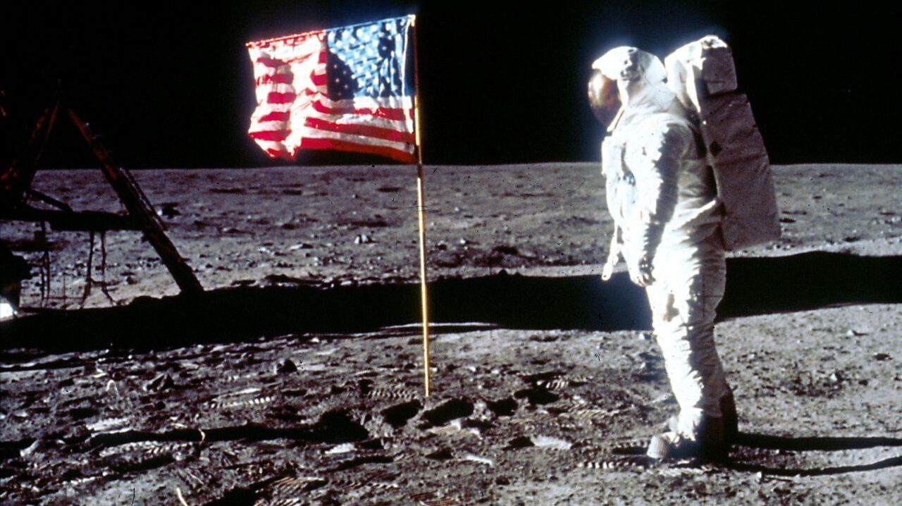 July 20, 1969: Astronauts Neil Armstrong and Buzz Aldrin raise American ...