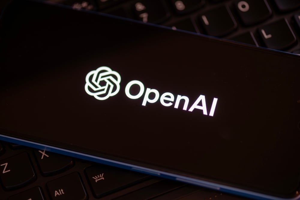 OpenAI logo seen on the screen of smartphone. AI software developer. London, United Kingdom, December 21, 2022.