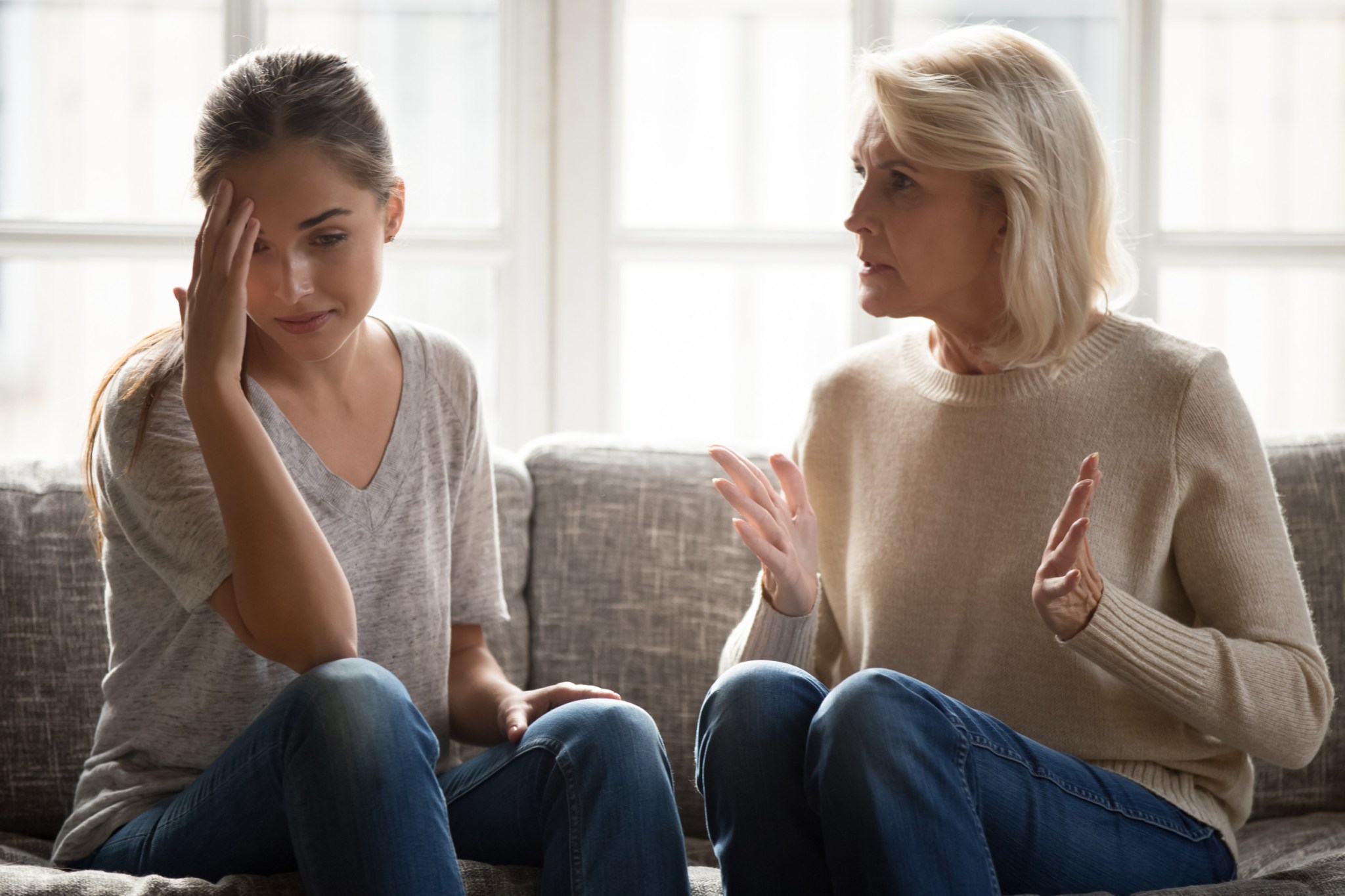 Mother and daughter arguing stock image