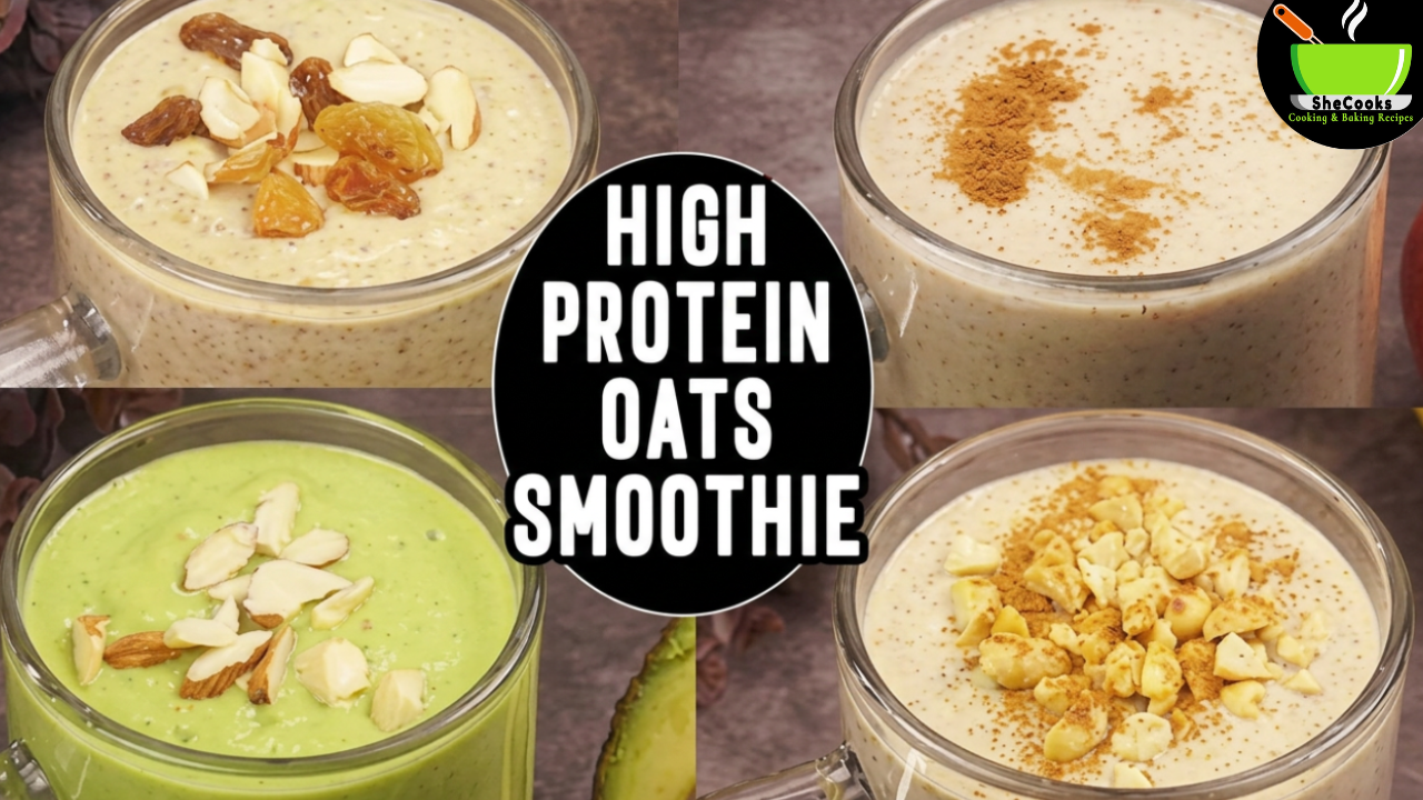 Four fruit oat smoothies for a healthy breakfast