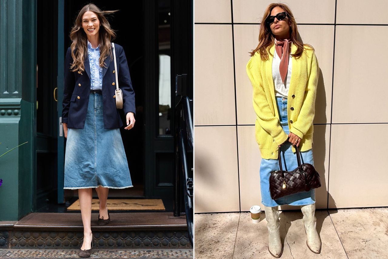 karlie-kloss-eva-mendes-Denim-Skirts