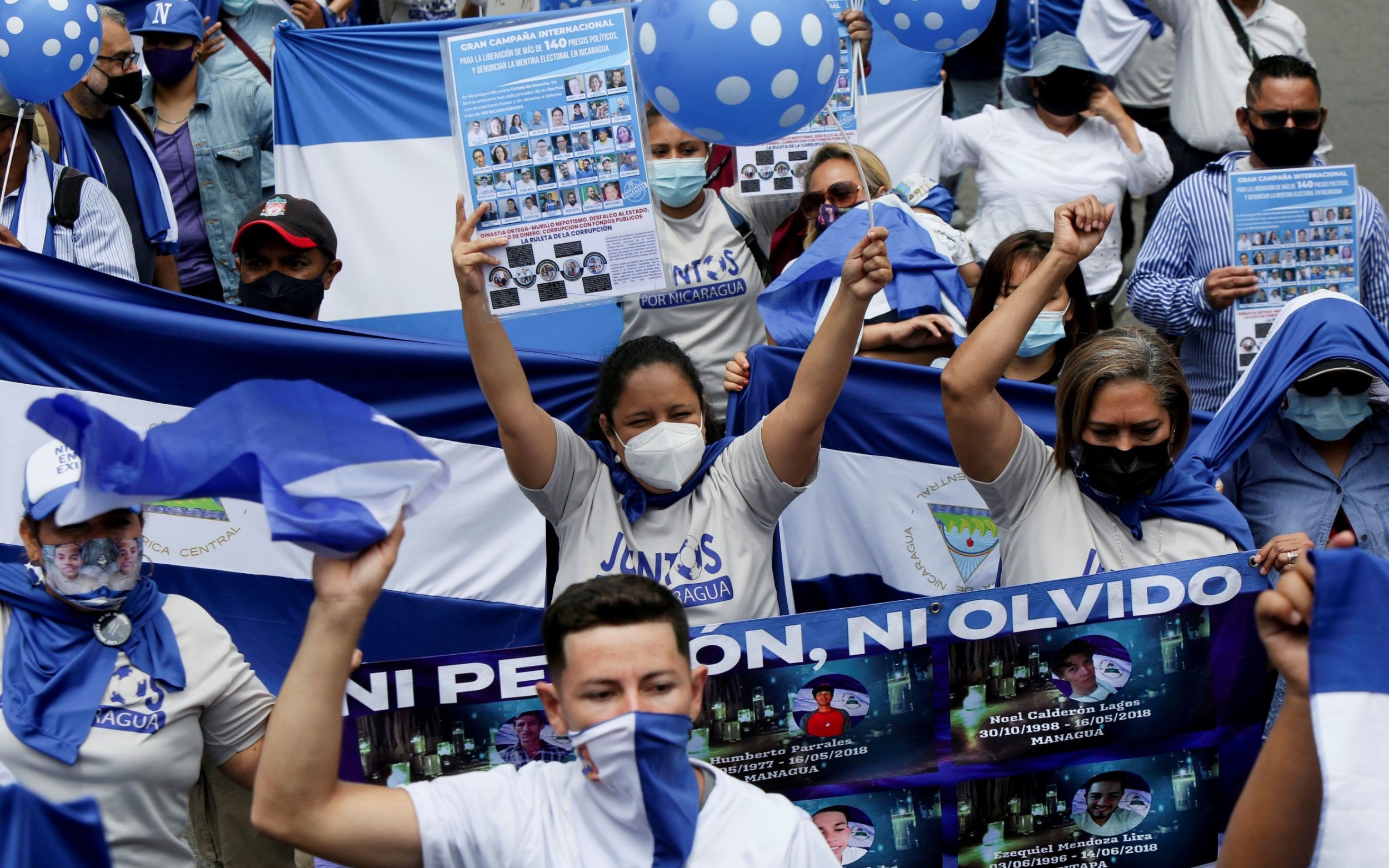Nicaraguans in exile in Costa Rica protest against Ortega's government before the last election in 2021