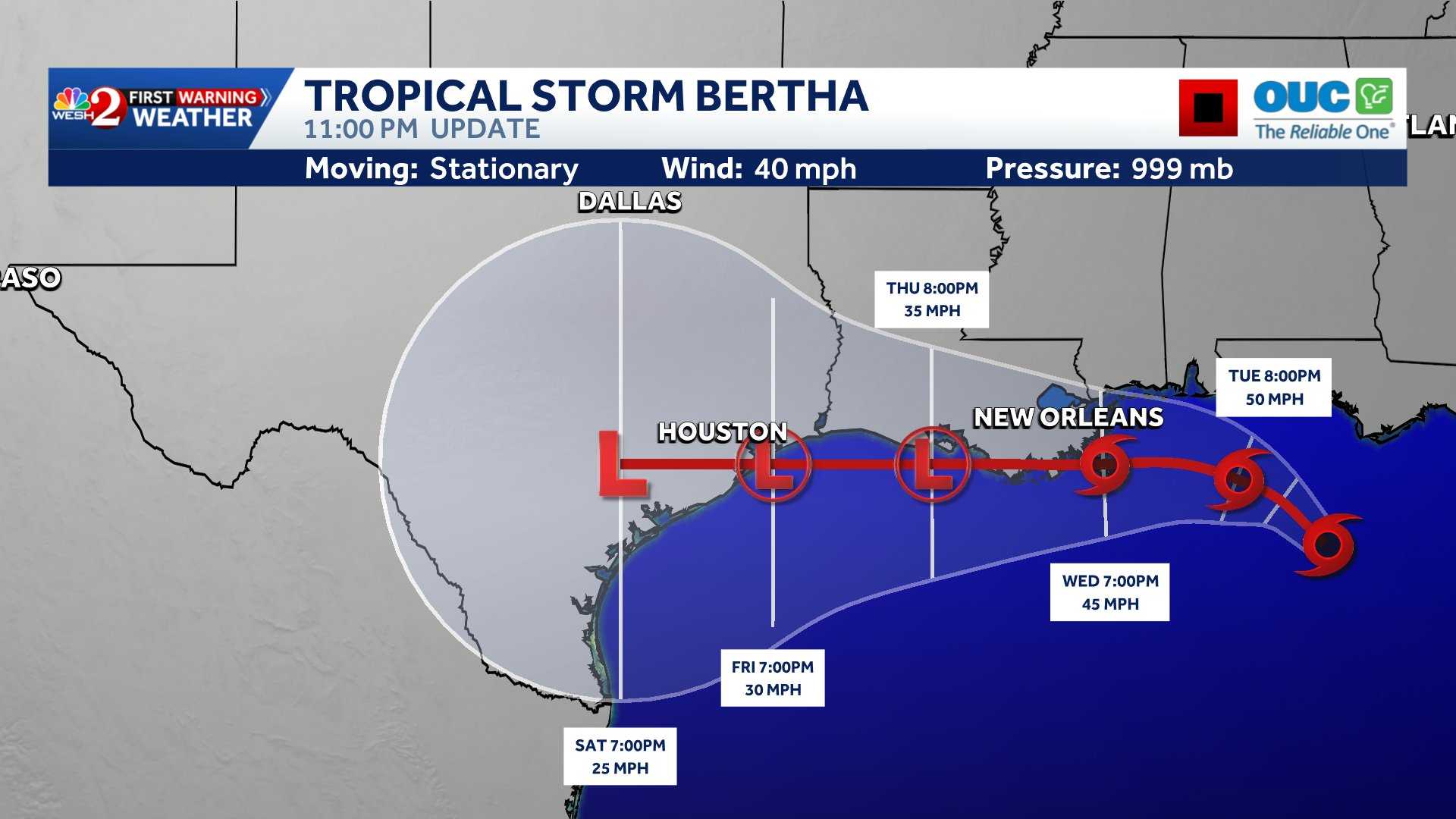 System in the Gulf upgraded to tropical storm Bertha