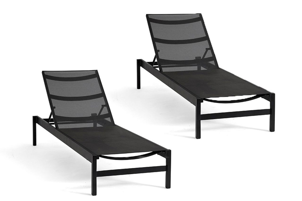 Pottery Barn Open Box: Fiji Metal & Mesh Stackable Outdoor Single Chaise Lounge, Set of 2