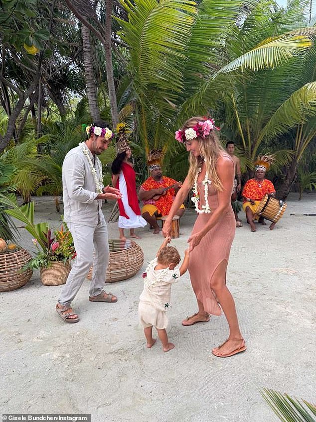 She was spending time with her husband, jiu-jitsu instructor Joaquim Valente, and their toddler son in Tahiti while vacationing in the French Polynesian islands