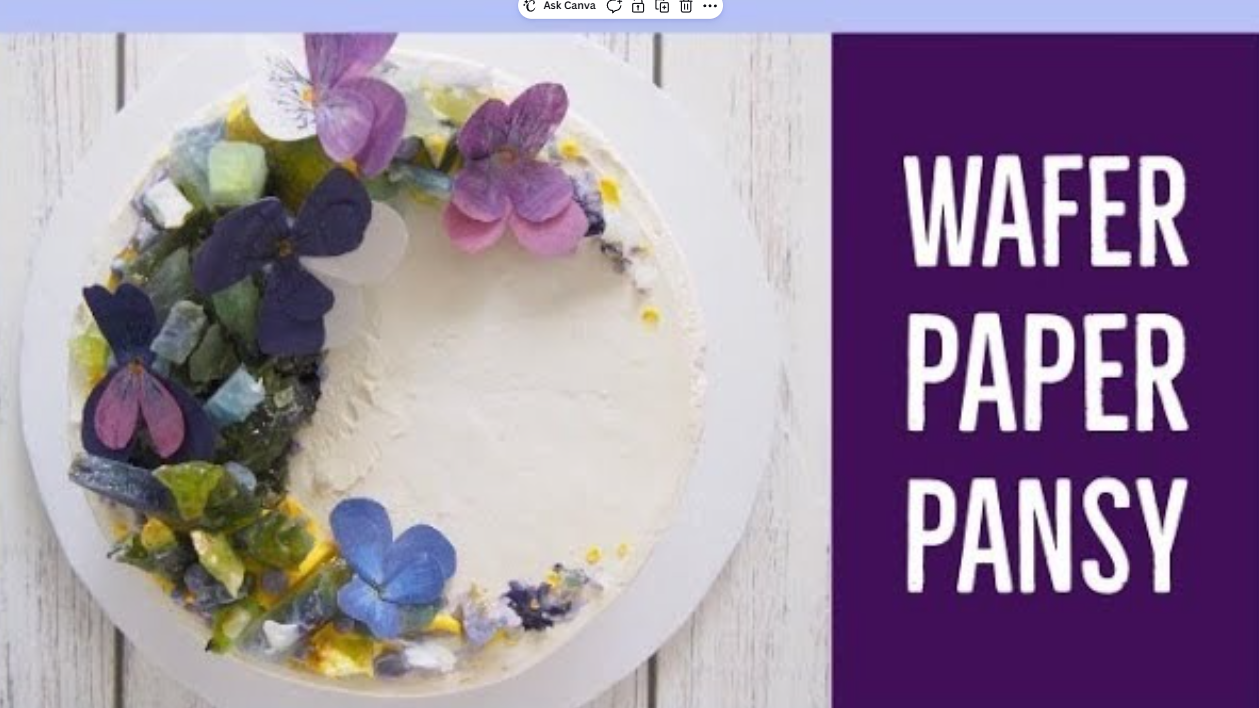 Purple pansy quartz cake with wafer paper and kohakutou