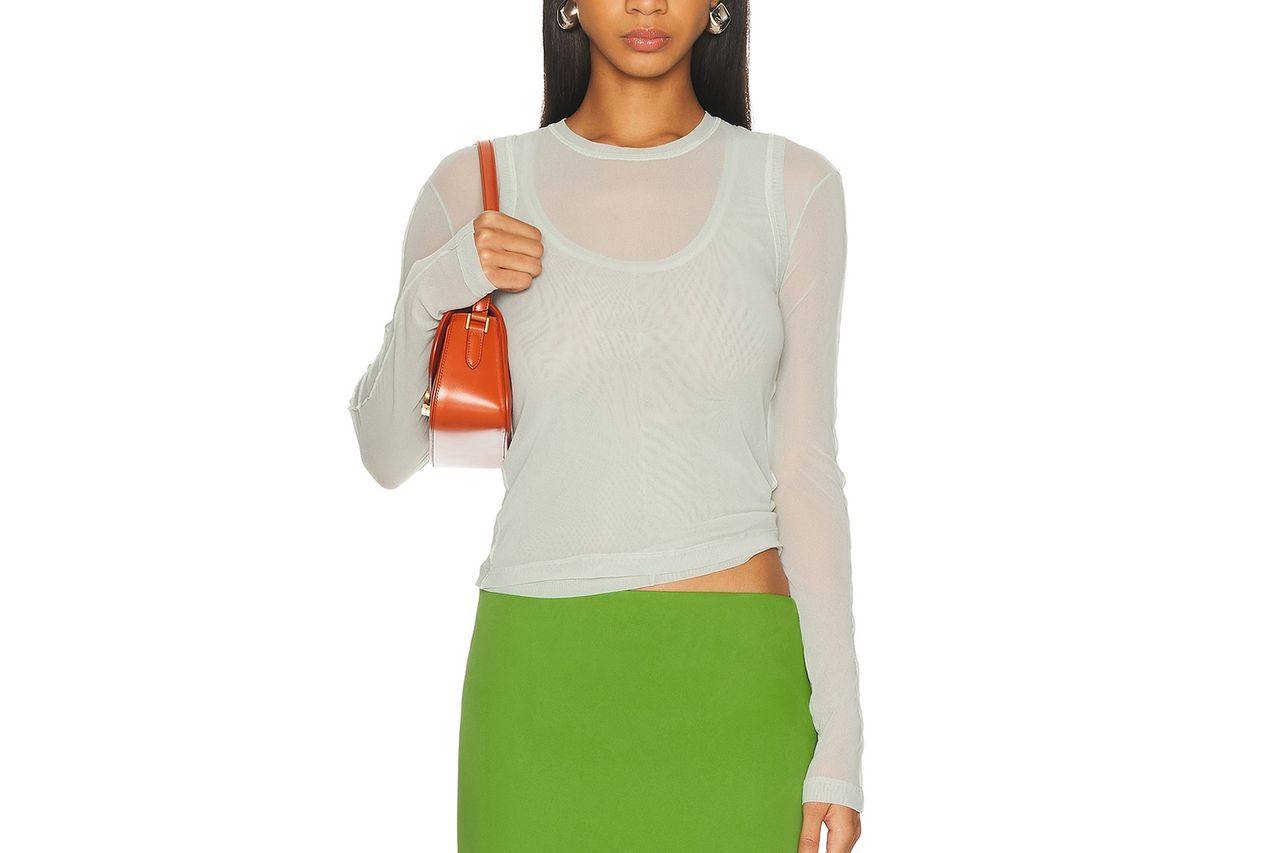 Helmut Lang Mesh Layered Long Sleeve Top