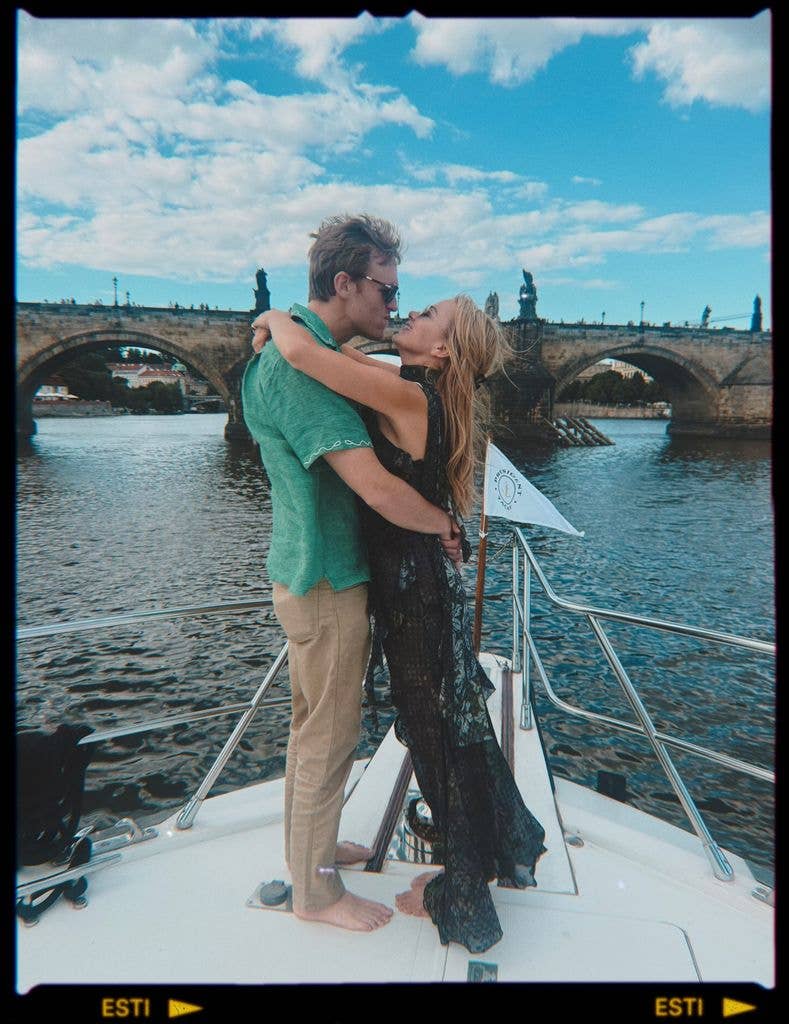Wyatt and Meredith during a boat ride on their vacation