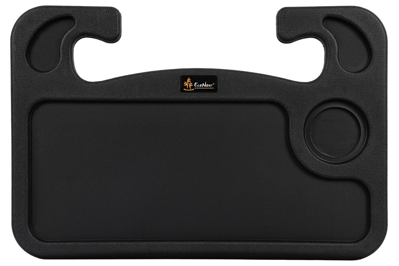 EcoNour 2 in 1 Car Steering Wheel Desk | Tray for Laptop Car Mount with Pen Holder | Desk Console for Car | Food Tray for Eating with Drinks Holder | Multipurpose Travel Car Accessories