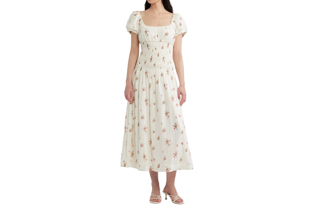 Nordstrom Reformation Riva Shirred Midi Dress