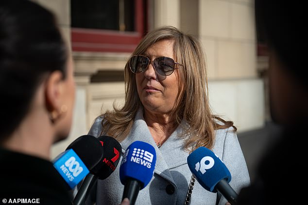 Maria Pantelios addressed media outside the Supreme Court on Tuesday. She was among those to provide a victim impact statement