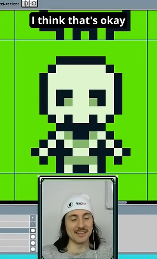 Skeleton pixel art from sketch to finish