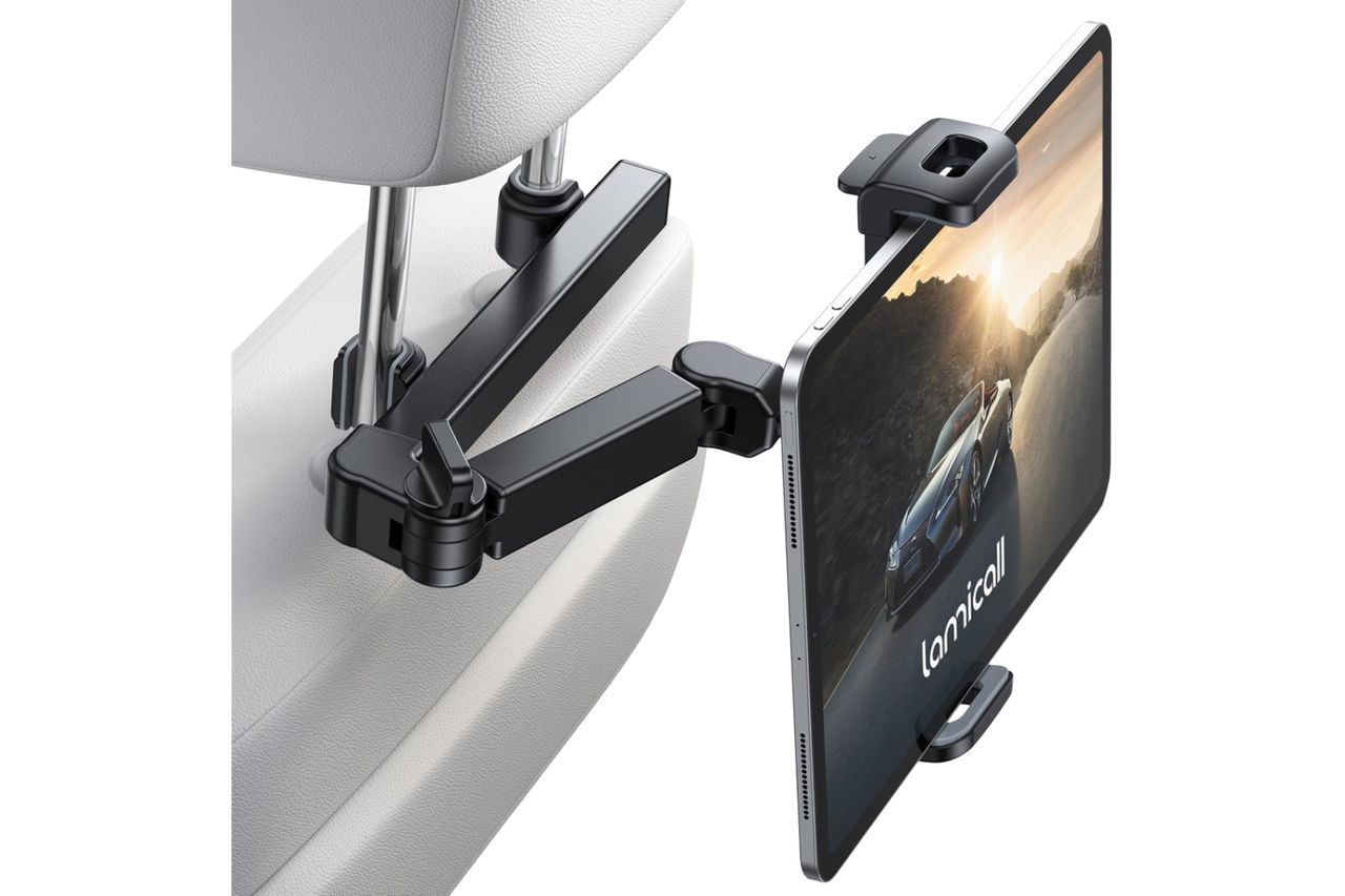 Lamicall Car Headrest Tablet Holder - [3 in 1 Extension Arm] Adjustable Tablet Car Mount for Back Seat, Gifts Road Trip Essentials for Kids, for 4.7-11