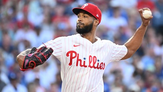 Philadelphia Phillies pitcher Cristopher Snchez (61) throws a pitch during the first inning against the Los Angeles Dodgers at Citizens Bank Park.